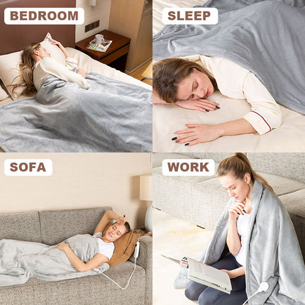 180 x 130cm Double Flannel Electric Heating Throw Blanket with Manual Control Grey