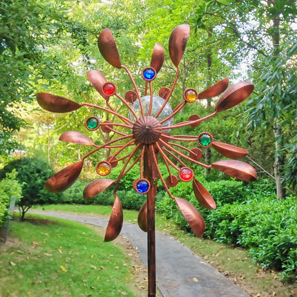 Rotating Metal Windmill Garden Decor – Dual Motion Outdoor Yard Spinner