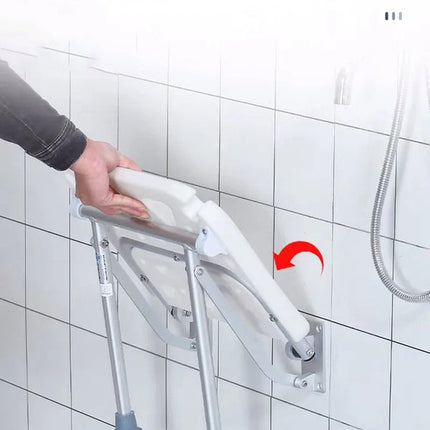 Bathroom Foldable Shower Chair Wall-Mounted Seat for Compact Bathrooms