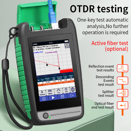Handheld Optical Fiber OTDR Tester 80km Multi Wavelength Field Diagnostic Tool Green