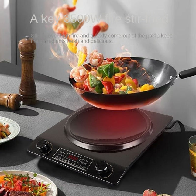 3500W Electric Concave Cooking Plate with Dual Temperature Control Knobs Black
