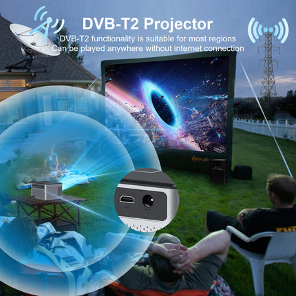 Portable Smart Projector 720p HD, 180 ANSI Brightness, Electric Focus, Wireless Casting & DVB-T2