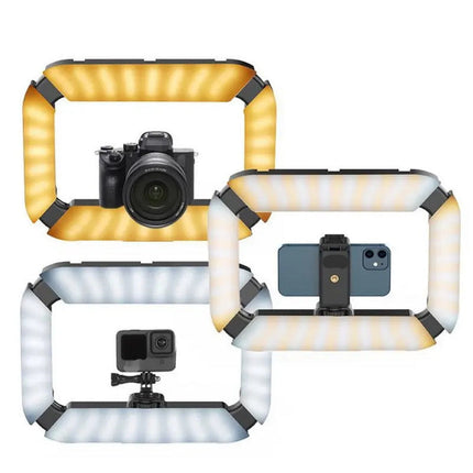 Portable Smartphone LED Video Rig with Ring Light and Cold Shoe Microphone Mount