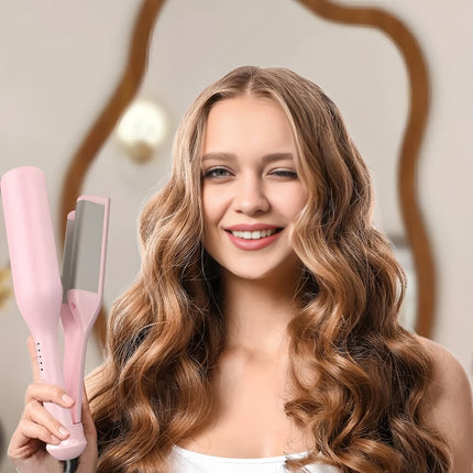 Portable 32mm Ceramic Hair Curler with Adjustable Heat Settings – Pink