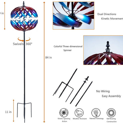 3D Kinetic Metal Wind Spinner Outdoor Garden Ornament Yard & Lawn Décor