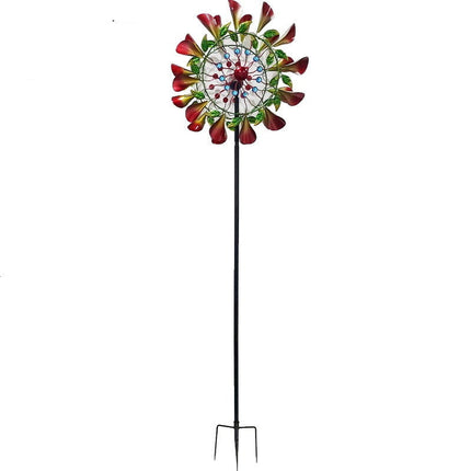 Outdoor Metal Kinetic Wind Spinner – Rotating Flower Garden Decoration