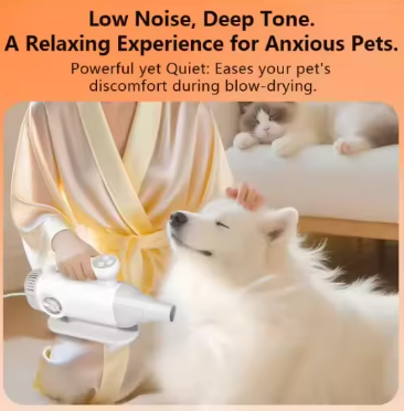 Compact Portable Pet Hair Dryer with Brushless Motor and Lightweight ABS Body