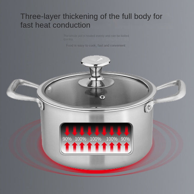 24cm Pure Titanium Stock Pot with Tempered Glass Lid – Induction Compatible Cookware