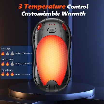 Mini Rechargeable Hand Warmer – Dual-Sided Heating, 10000mAh Battery, 3 Temperature Modes
