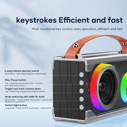Rechargeable Bluetooth Karaoke Speaker for Home and Outdoor Use with RGB Lights