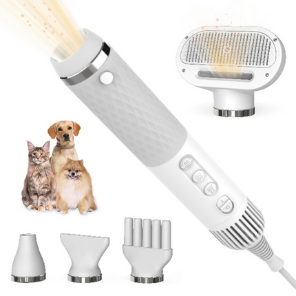 5-in-1 Pet Hair Dryer with Low-Noise Operation, Non-Slip Handle & Adjustable Speed for Dogs and Cats