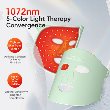 Rechargeable Waterproof Silicone LED Facial Mask with Red & Near/Deep Infrared Light Therapy