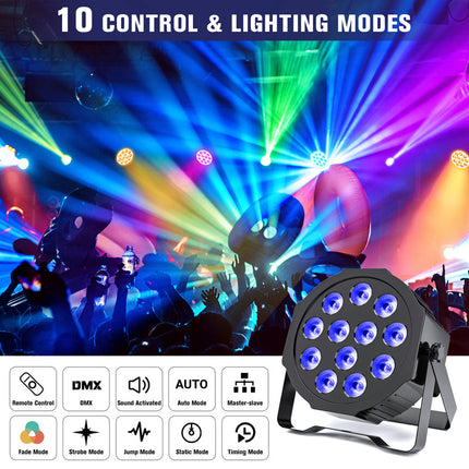 36W RGBWA UV LED Par Can Light Battery Powered Stage Light with Remote and DMX512