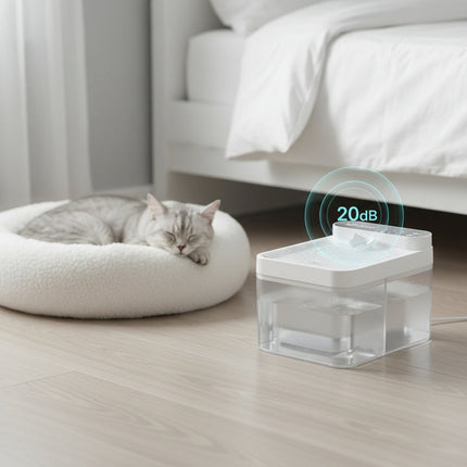 Quiet Automatic Pet Water Fountain with Circulating Filter System White
