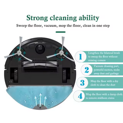 Rechargeable Smart Robot Mop Vacuum Gyro Navigation Auto Charging