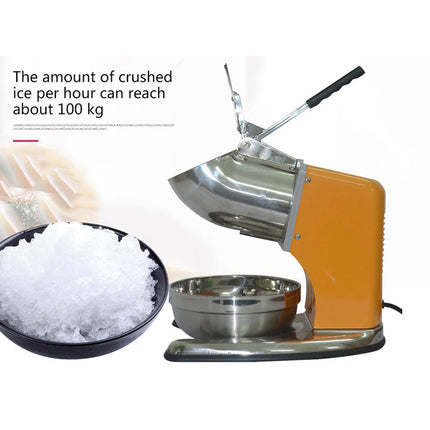 Heavy-Duty 180W Electric Ice Crusher & Shaved Ice Machine – Stainless Steel, Semi-Automatic, Home & Commercial Use