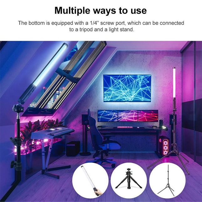 Portable Rechargeable RGB LED Stick Light OLED Screen 20 Effects 2500–9000K Vlogging