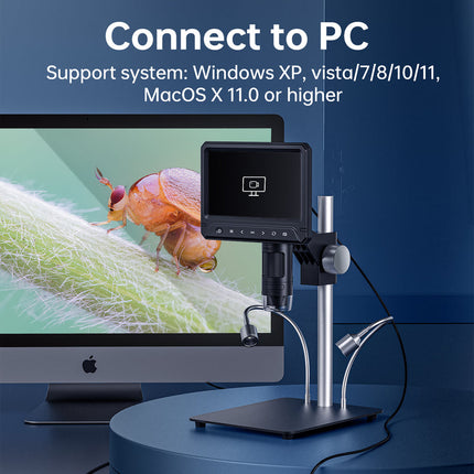 7-Inch Screen USB Digital Microscope 12MP 50X–1200X Magnifier with LED Illumination & Wireless Shutter