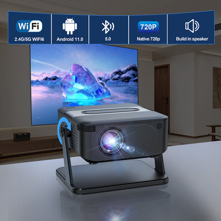 Portable Android Projector 720P with 200 ANSI Lumens, 360° Adjustable Stand and WiFi