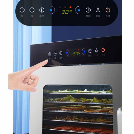 8-Layer Stainless Steel Food Dehydrator 1000W with 30–90°C Adjustable Temperature Dial