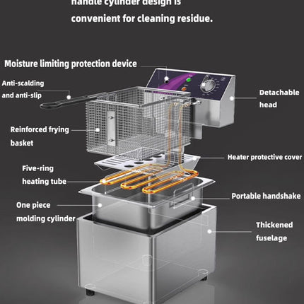 Commercial Electric Deep Fryer 10L / 12L Single Cylinder with Precise Temperature Control