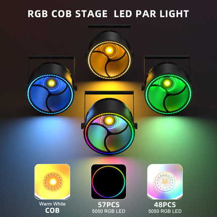200W RGB COB LED Par Light for Stage, DJ Shows, Concerts with 60° Beam and DMX Control