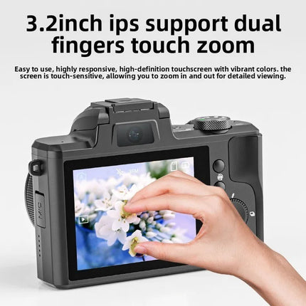Portable Full HD Digital Camera with Rotating Display, SD Storage & Extended Battery – Black