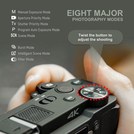 Ultra HD 4K Compact Digital Camera with 6x Zoom Lens & Smart Touch Screen Control – Black
