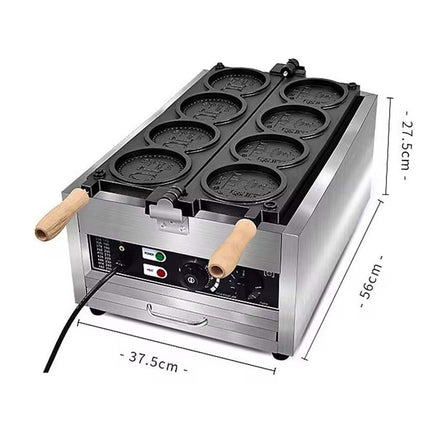 Commercial 4-Grid Coin Waffle Maker 4000W Stainless Steel Non-Stick Plates