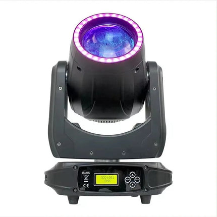 Professional 150W Beam Moving Head Light with RGB Halo, DMX Control & Prism Effects