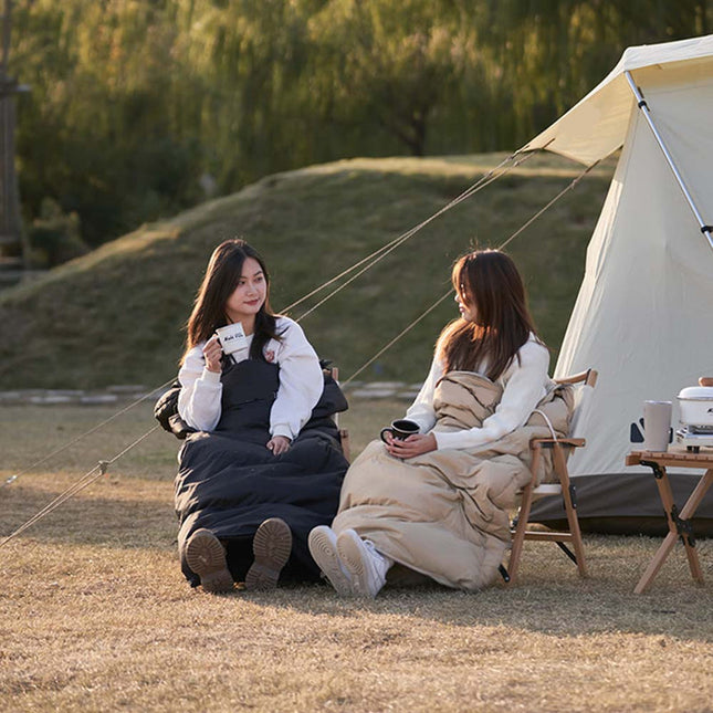 Portable Envelope Sleeping Bag (5–15°C) with Duck Down Filling for Camping & Travel – Black