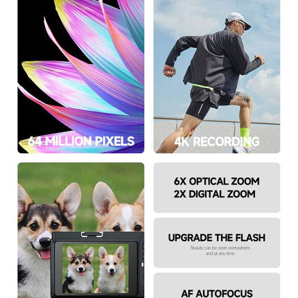 Portable 4K Smart Camera with Touch Display, WiFi Sharing & Advanced Zoom