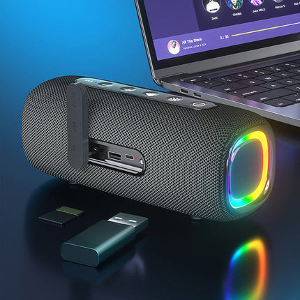Portable Smart Bluetooth Speaker with RGB LED, Waterproof IPX6, Voice & App Control, Rechargeable Battery