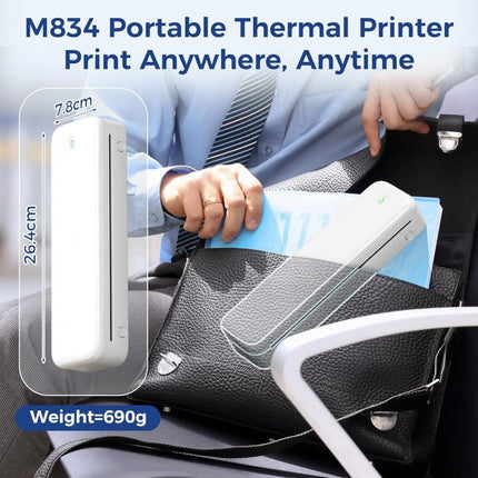 Portable A4 Thermal Printer 300 DPI – Rechargeable 2600mAh Battery, 15mm/s Fast Printing