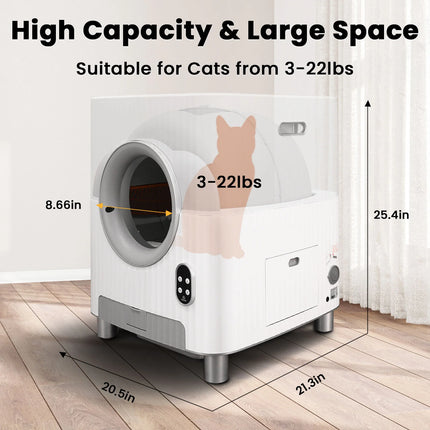 Smart Automatic Cat Litter Box with Camera & Mobile App, Extra-Large 78L Capacity for Multi-Cat Homes