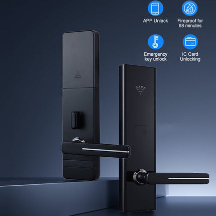 Electronic Hotel Door Lock with Card Access, Backup Key, Aluminium Alloy for 34-100mm Doors