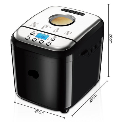 Compact Stainless Steel Bread Machine with Automatic Kneading, Fermentation & Timer 600W