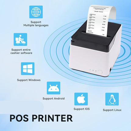 High-Speed 80mm POS Receipt Printer with USB Network Interface, Windows Mac Linux Compatible