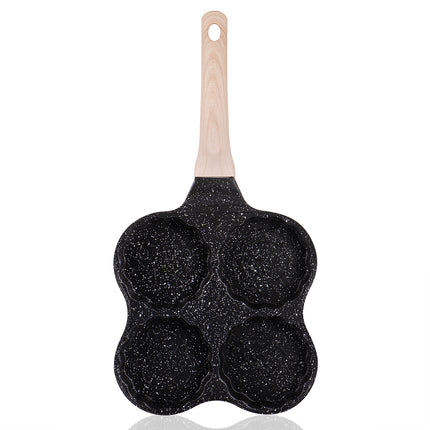 17cm Non Stick Square Egg Pan with Heat Resistant Wooden Handle for Gas, Electric and Induction