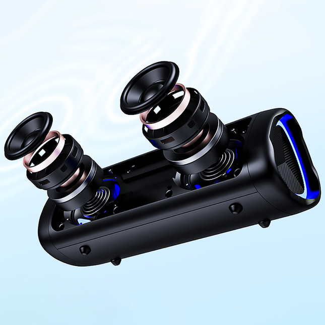 Portable Bluetooth 5.3 Waterproof Party Speaker with RGB LED Lights, Built-in Mic & 5-10 Hour Battery