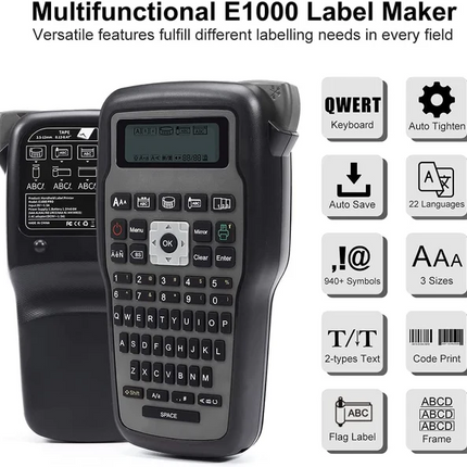 Portable Thermal Transfer Label Printer 203 DPI with Type-C Power & 6-12mm Tape Support
