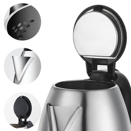 Cordless Electric Kettle 1355W Fast Boil 220V Compact Portable 19.5x16.5x23cm Silver