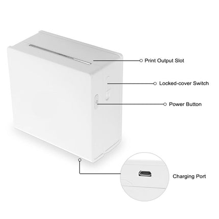 Portable Bluetooth Thermal Label Printer with 1000mAh Battery, 203 DPI for 15/25/53mm Labels