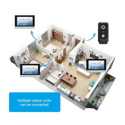 Smart Video Door Phone with 7 Inch IPS Monitor, Night Vision, Motion Detection & IP65 Camera