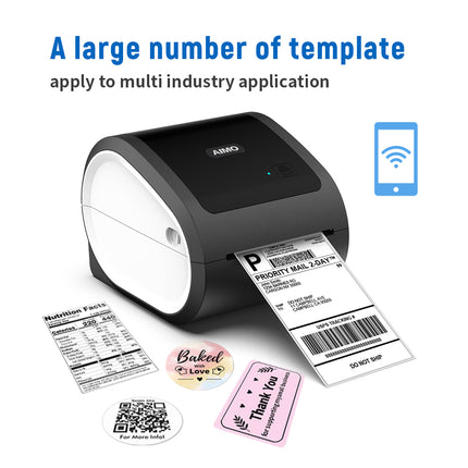 Portable Thermal Shipping Label Printer 203 DPI with USB Connectivity and Paper Holder