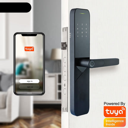 Smart Fingerprint Door Lock with Password, RFID Card & Mechanical Key for 38-100mm Doors