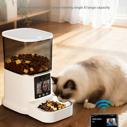 Automatic Pet Feeder 5L with Camera, App Remote Control & Two-Way Video Call for Cats and Dogs