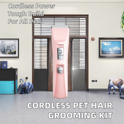 Portable USB Rechargeable Pet Grooming Clipper for Small & Large Dogs and Cats with Ceramic Blade Pink