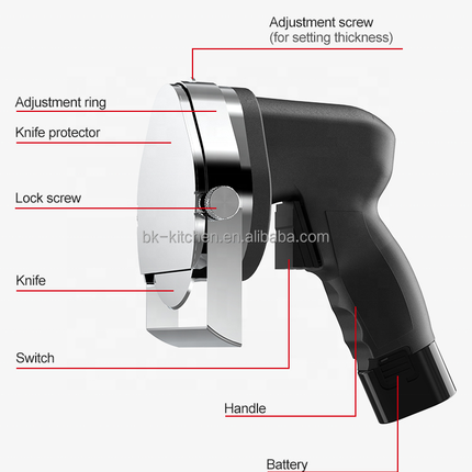 Portable Electric Shawarma Kebab Slicer with Adjustable Blade and Rechargeable Battery