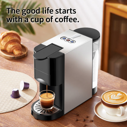 Stainless Steel Coffee Machine with 19 Bar Pressure for Capsules and Ground Coffee